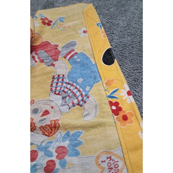 Rare Vintage Raggedy Ann & Andy Yellow Blanket Cover Bobbs Merrill Waffle Weave - Picture 7 of 8